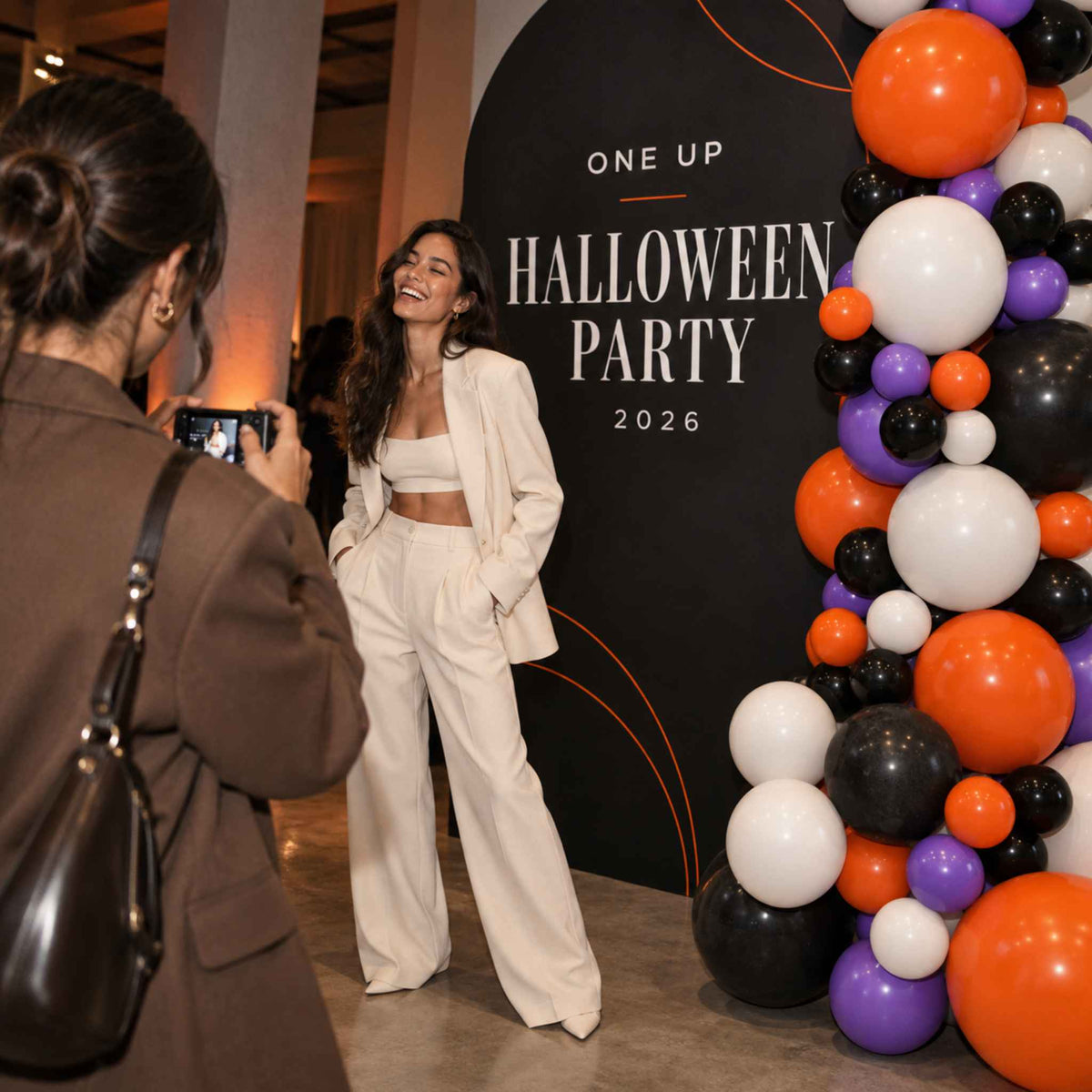 Halloween Custom Backdrop Balloon Set Up