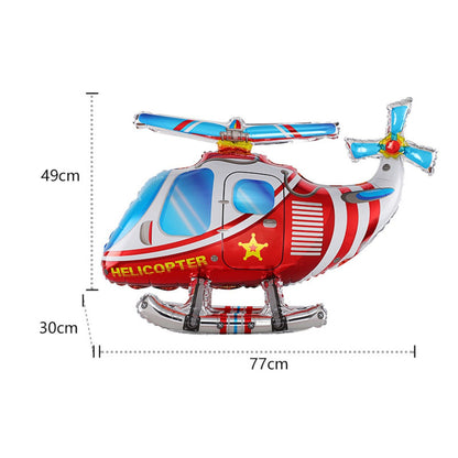 Red Helicopter Button Foil Balloon