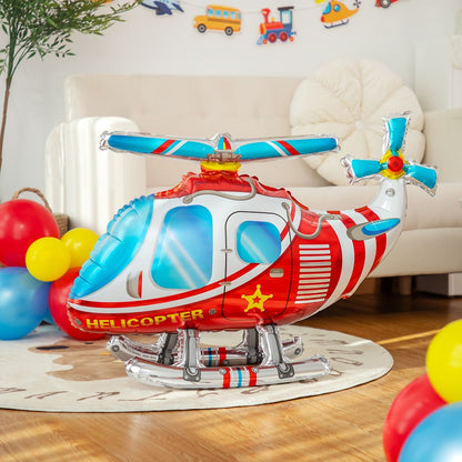 Red Helicopter Button Foil Balloon