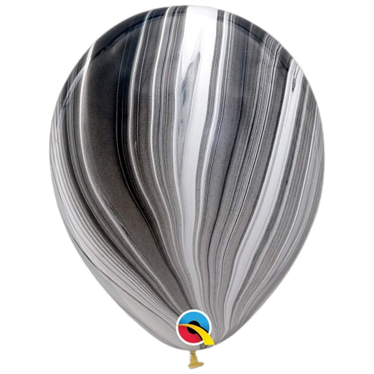 11" Helium Filled Black Marble Latex Balloon