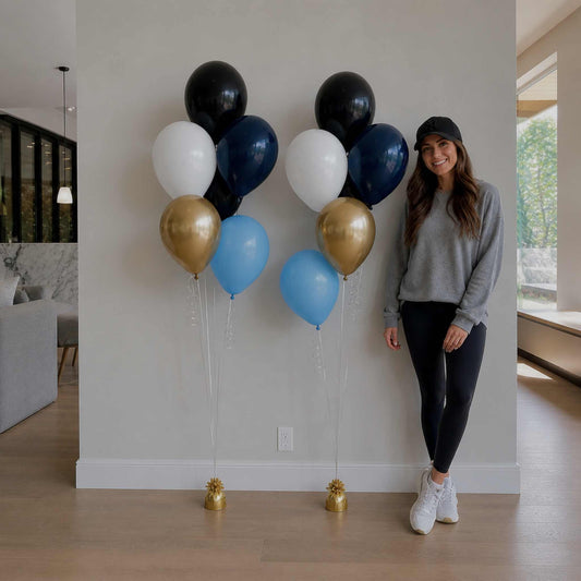 Navy Blue Classic Helium Balloon Bouquet of 5 - 2 Sets