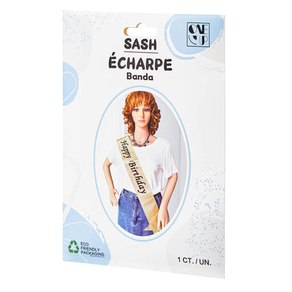One Up Happy Birthday Gold Sparkly Sash