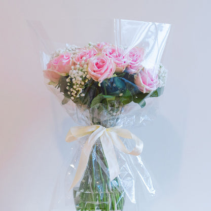 Wrapped Baby Breath Star Rose Bouquet