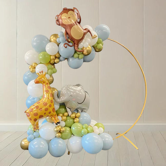 Jungle Animal theme birthday balloon circle backdrop