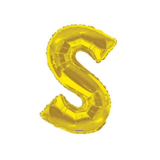 Letter S Gold Foil Balloon, 13-in, Air-Filled for Birthday/Graduation/Baby Shower/Wedding