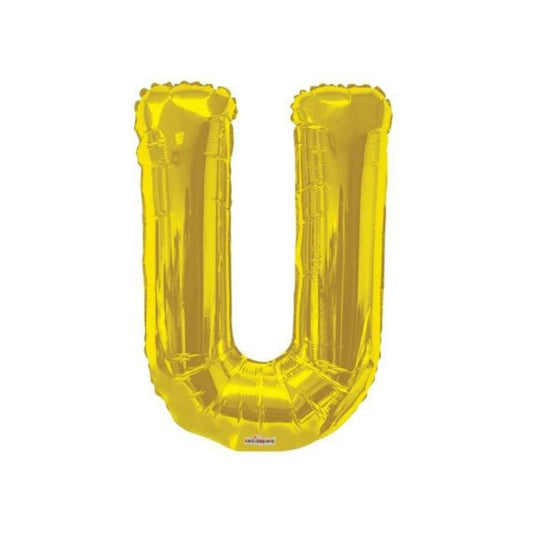 Letter U Gold Foil Balloon, 13-in, Air-Filled for Birthday/Graduation/Baby Shower/Wedding