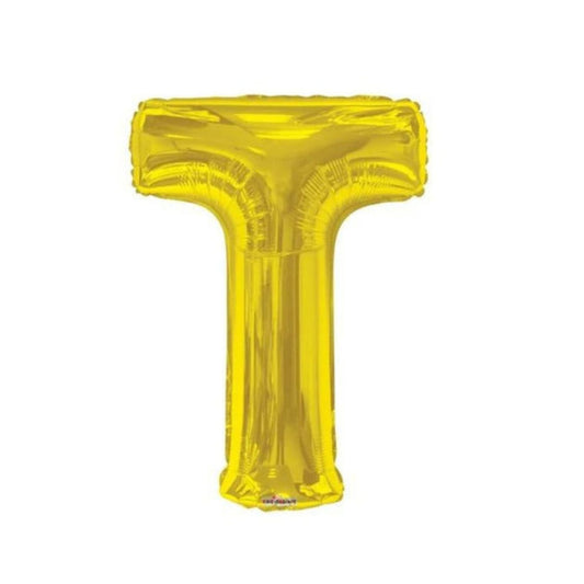 Letter T Gold Foil Balloon, 13-in, Air-Filled for Birthday/Graduation/Baby Shower/Wedding