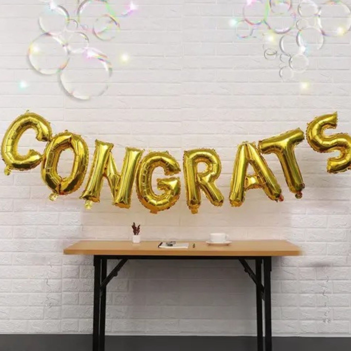 Congrats Small Gold Foil Letter Balloons Set