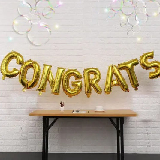 Congrats Small Gold Foil Letter Balloons Set