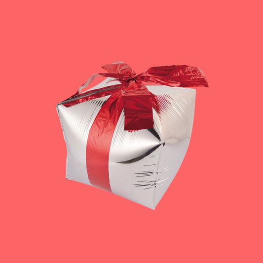 Air fill only red cube gift foil balloon