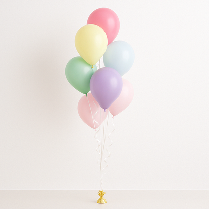 Pastel Sunny Rainbow Helium Latex Balloon Bouquet of 7