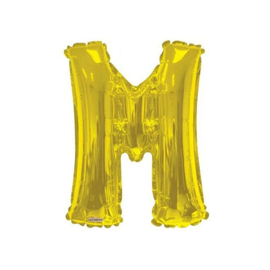 Letter M Gold Foil Balloon, 13-in, Air-Filled for Birthday/Graduation/Baby Shower/Wedding