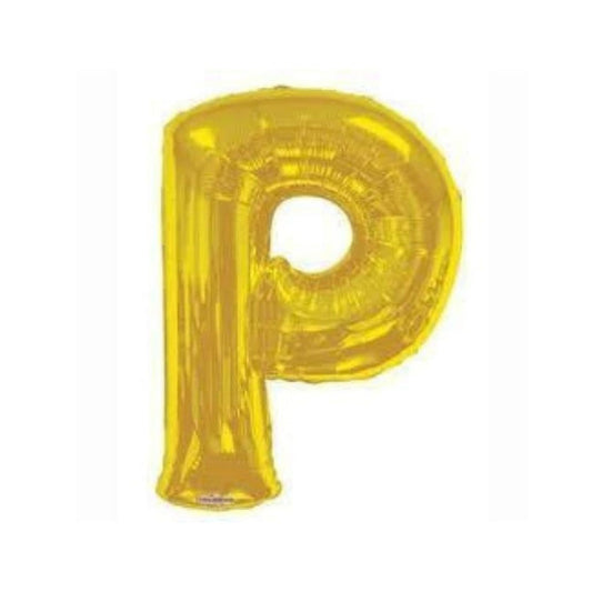 Letter P Gold Foil Balloon, 13-in, Air-Filled for Birthday/Graduation/Baby Shower/Wedding