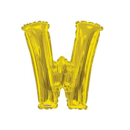 Letter W Gold Foil Balloon, 13-in, Air-Filled for Birthday/Graduation/Baby Shower/Wedding