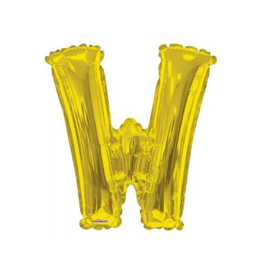 Letter W Gold Foil Balloon, 13-in, Air-Filled for Birthday/Graduation/Baby Shower/Wedding