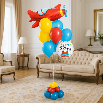 Classic Red Airplane Helium Foil Balloon Bouquet
