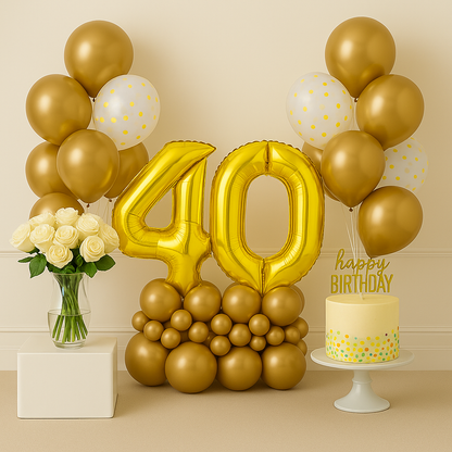 Starlight Classic Gold Balloon Cake Bundle (FREE Bonus Birthday Card)