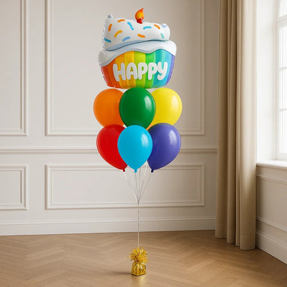 Large birthday cake foil balloon Helium Balloon Bouquet