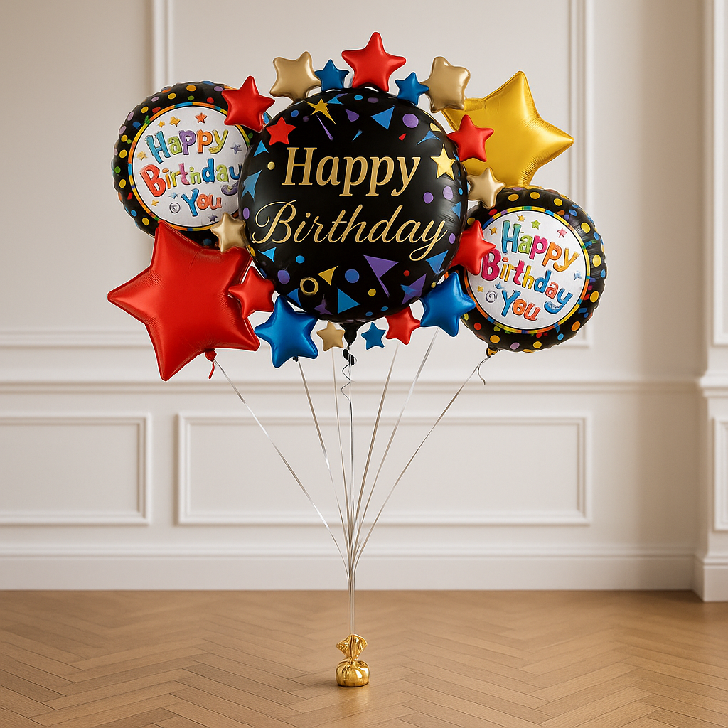 One Up Signature Happy Birthday Superstar Helium Balloon Bouquet