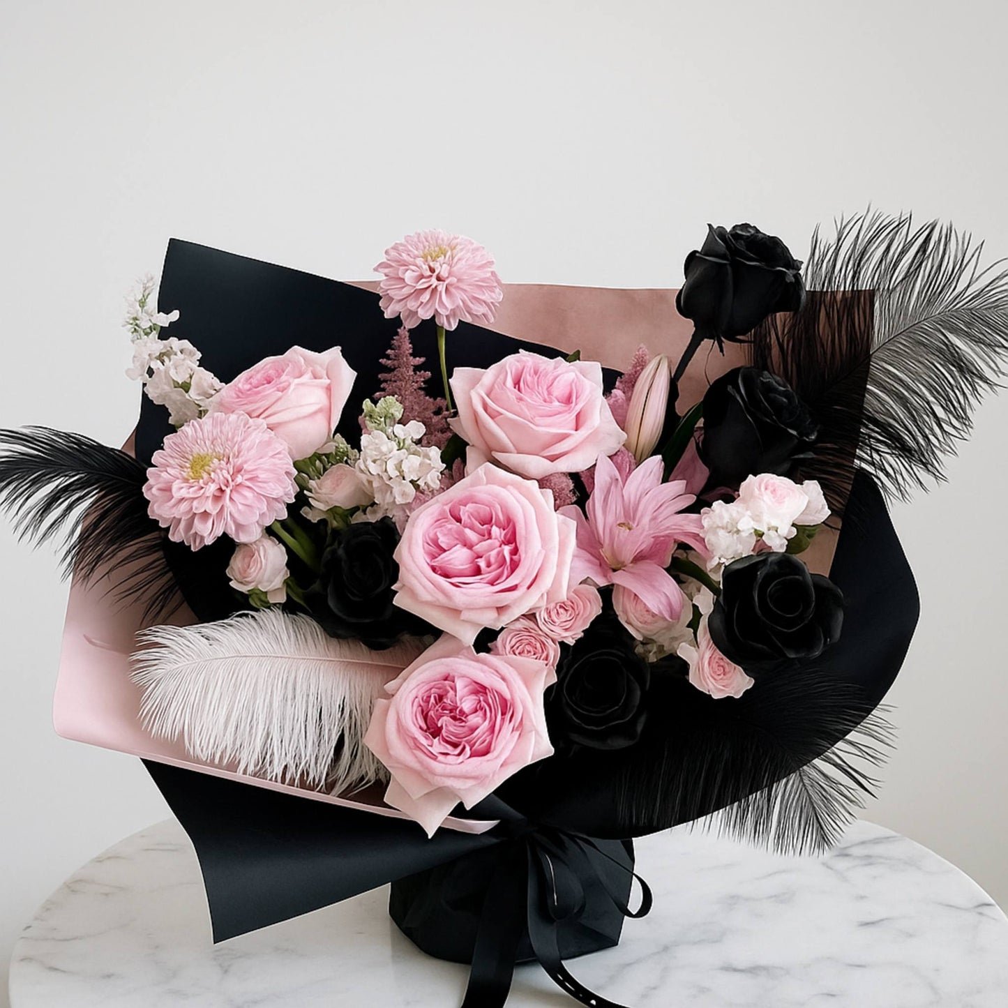 Designer's Choice Black Pink Luxe Flower Bouquet