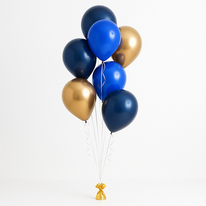 Celebrate Blue Helium Latex Balloon Bouquet of 7