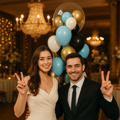 Jet Set Glam Sky Blue Gold Luxe Bubble Bouquet