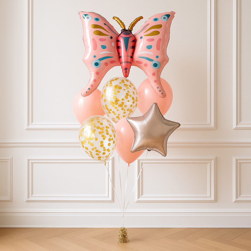 Cute Pink Butterfly Foil Balloon