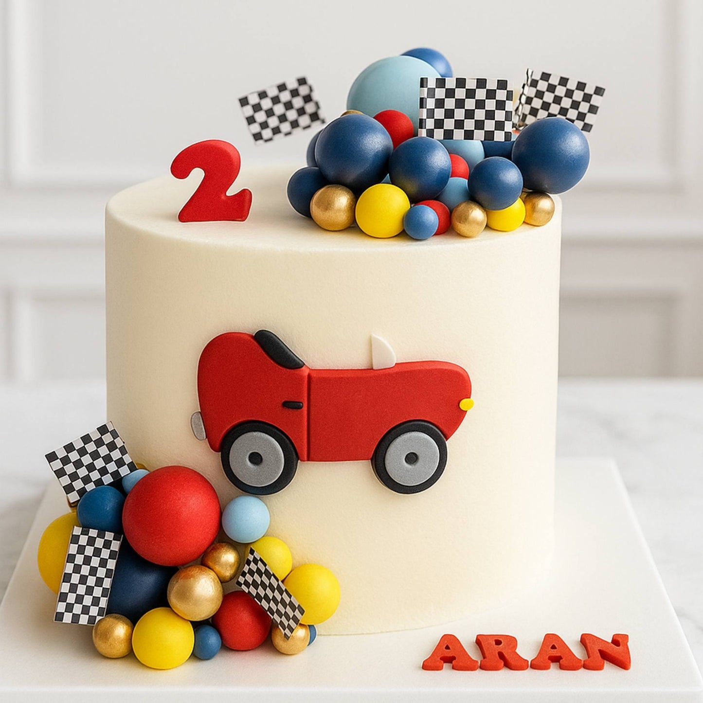 Kids Love Red Race Car Custom Birthday Cake