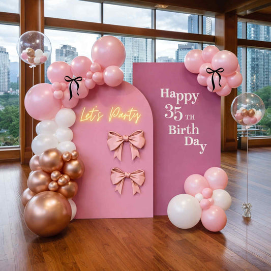 Pink Bow Sassy Princess Birthday Balloon Custom Duo Backdrop Panel Sets