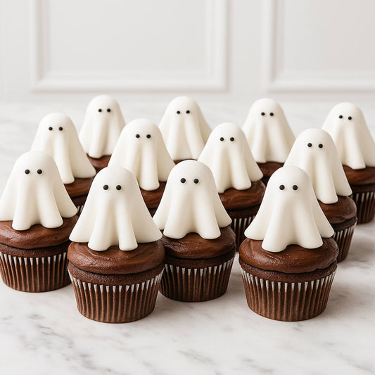 Halloween Chocolate White Ghost Cupcake Set of 12