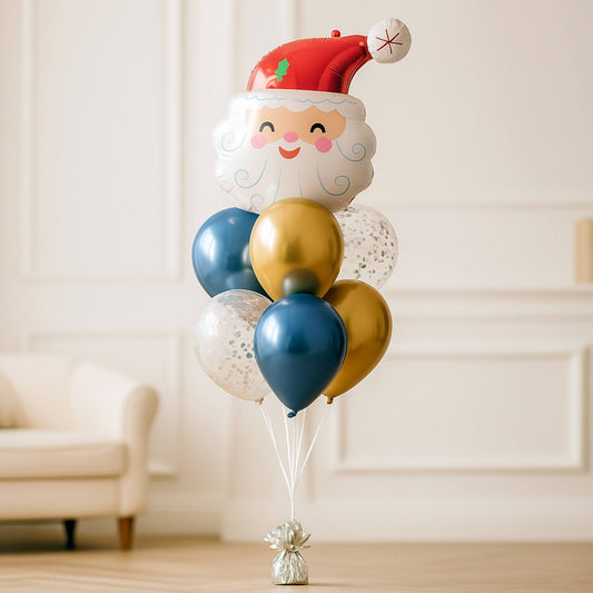Joy Joy Christmas Santa Balloon bouquet of 7