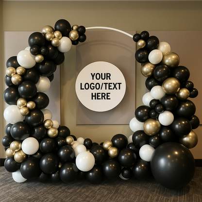 Black White Circle Backdrop & Sign