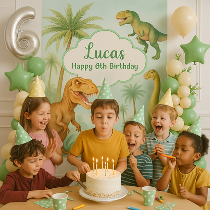 Jungle Dinosaur custom backdrop kids birthday balloon decoration package