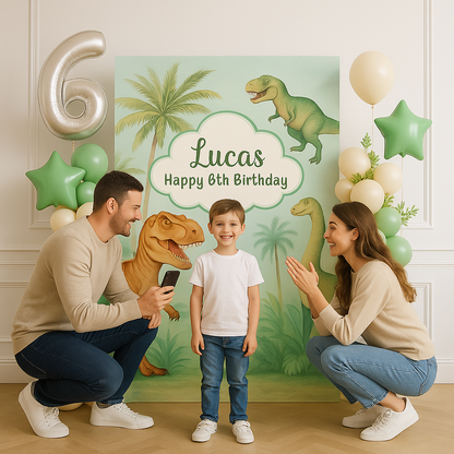 Jungle Dinosaur custom backdrop kids birthday balloon decoration package