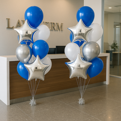 Corporate Blue Sky Classic Helium Star Balloon Bouquet Set