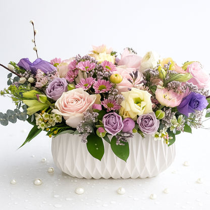 Pastel Flower Jungle Fresh Flower Vase Arrangement