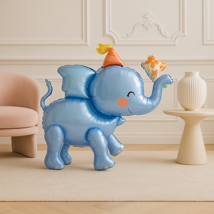 Cute 3D Elephant Button Air Filled Standing Foil Balloon