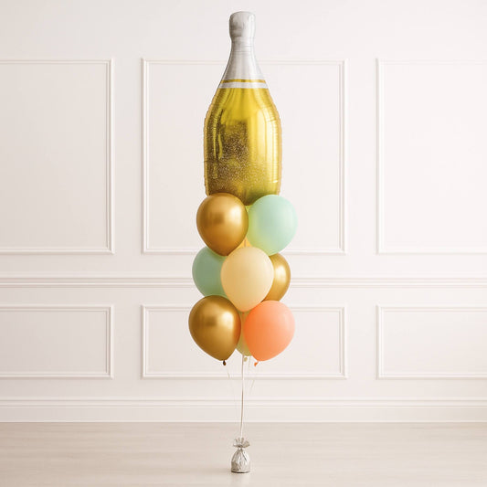 Gold Champagne Color Pop Helium Balloon Bouquet of 10