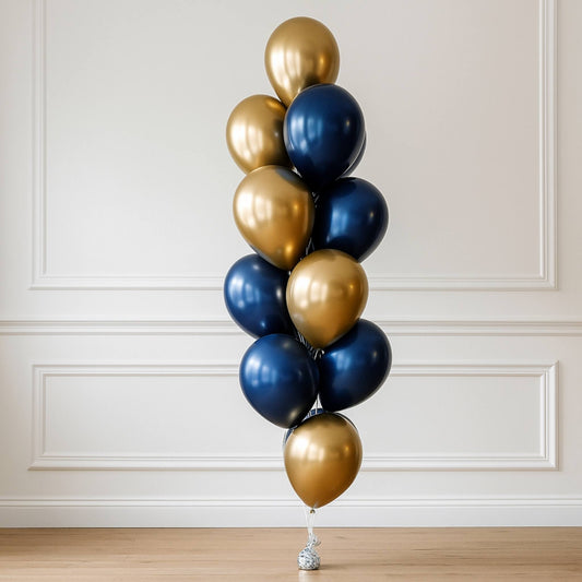 Deep Ocean Gold helium balloon bouquet of 15