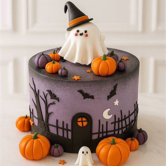 Halloween Spooky Ghost Pumpkin Purple Cake
