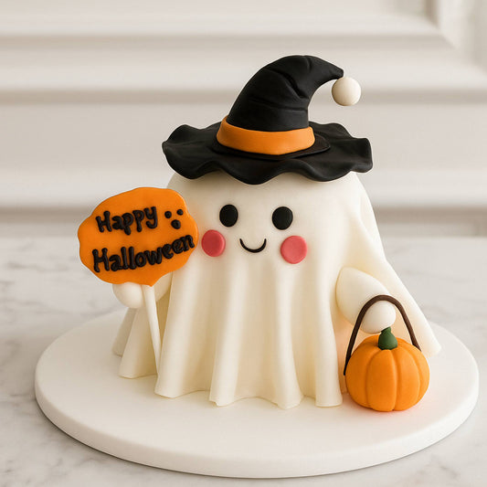 Halloween White Little Ghost Pumpkin Pie Cake