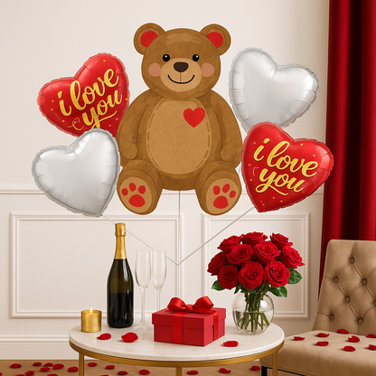 I Love You Teddy Bear Set Balloon Foil