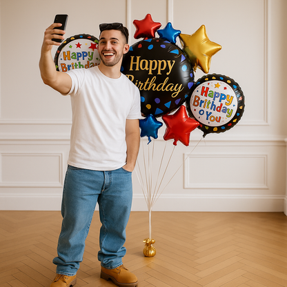 One Up Signature Happy Birthday Superstar Helium Balloon Bouquet