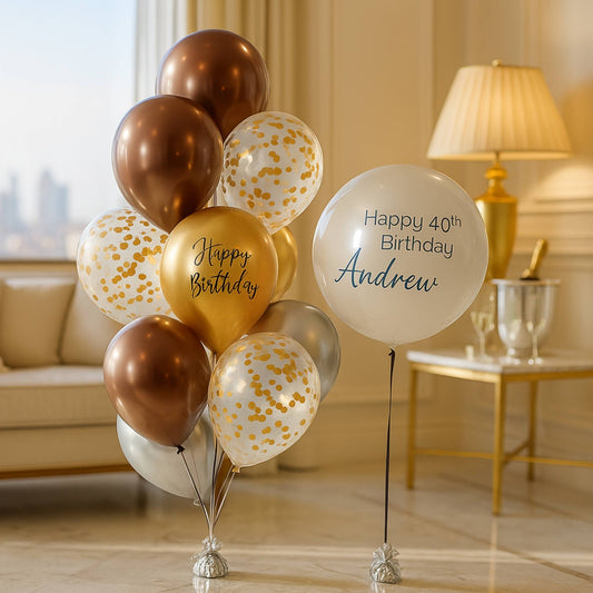 Crystal Clear Luxury Happy Birthday Balloon Bouquet