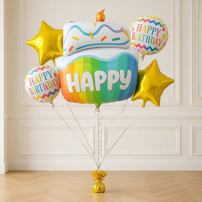 Sprinkle Birthday Cake Balloon Bouquet – Helium Filled Party Decor Set