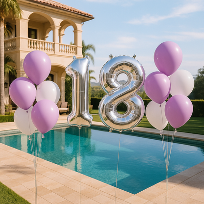 Purple dream world helium birthday balloon bouquet set