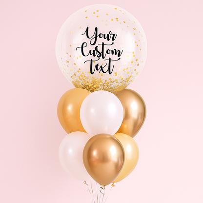 Customized Gold Confetti Balloon Bouquet