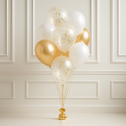 Gold Party Fun Helium Balloon bouquet of 12