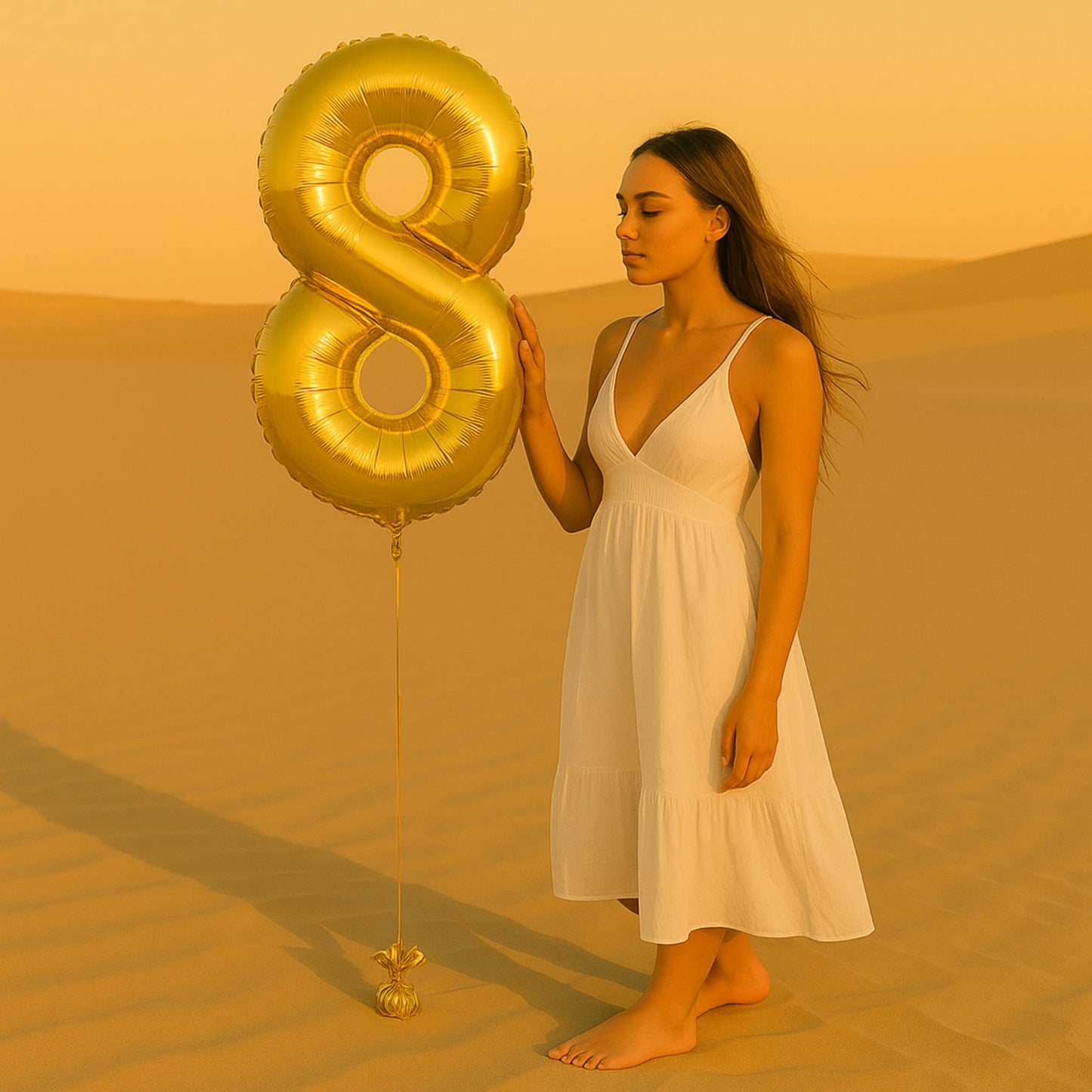 34 inch Gold Balloon Number 8 Helium filled