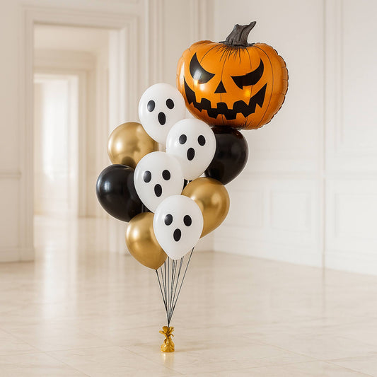 HALLOWEEN GHOST THEME GHOST BALLOONS - BOUQUET OF 11